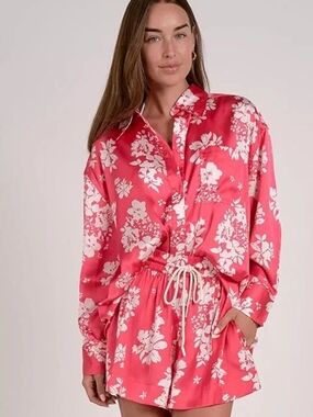 Sensea Floral Satin Button-Front